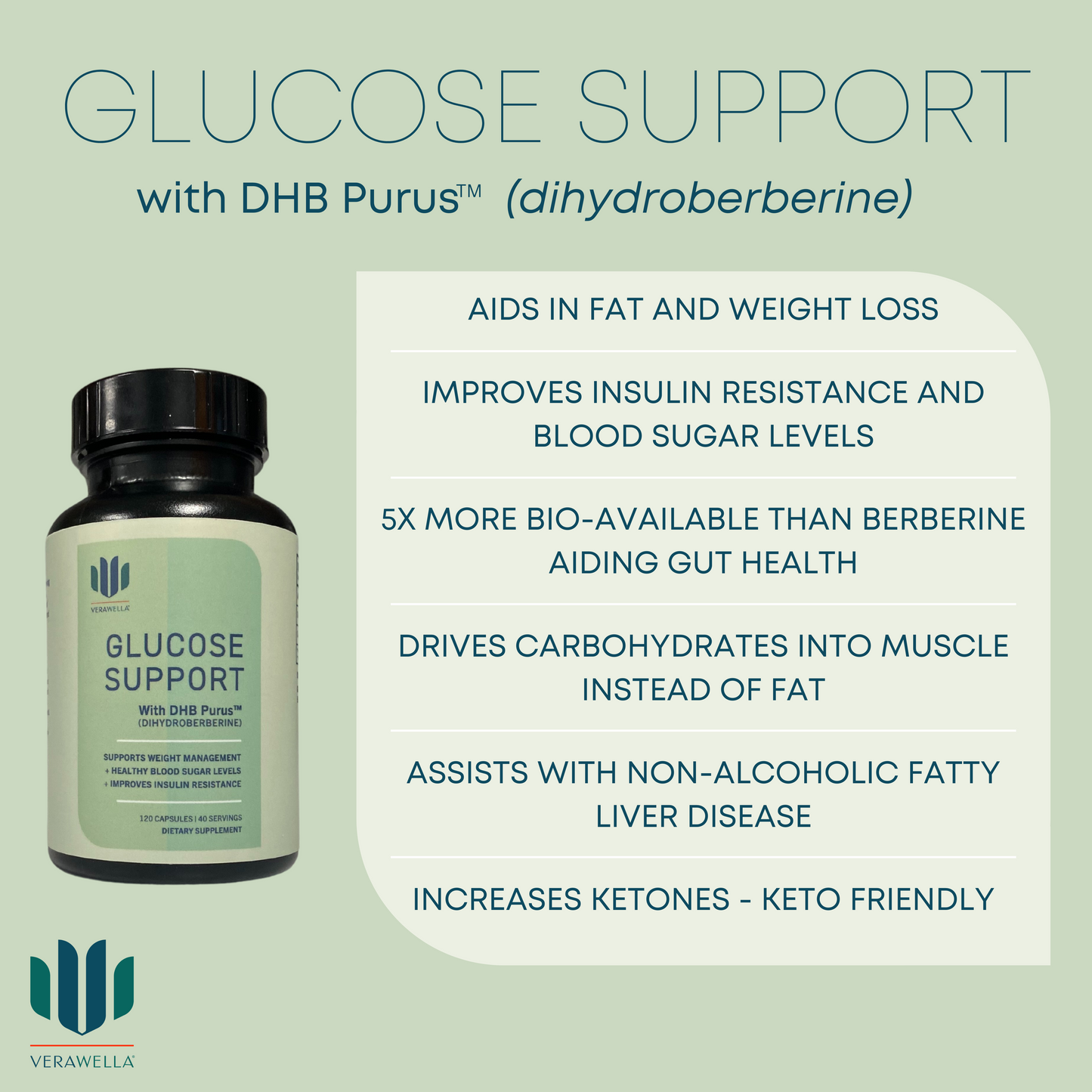 Glucose Support benefits of fat loss, weight loss, insulin resistance, blood sugar, insulin sensitivity, gut health, fat, muscle, liver disease. dihydroberberine.